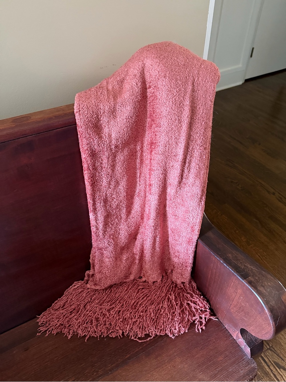 Soft Coral Throw Blanket with Fringe Approximately 60x50